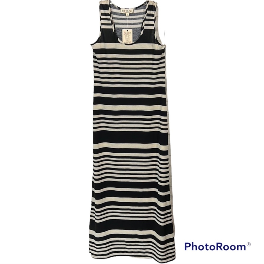 Pink rose sleeveless stripe maxi dress size Medium